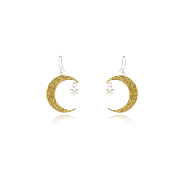 Crescent moon & star earrings