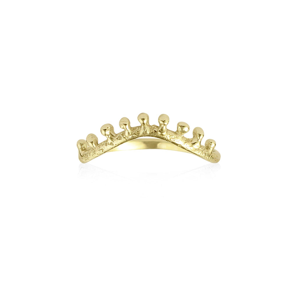 Dotted crown ring 9k gold