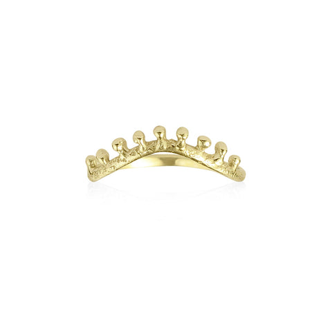 Dotted crown ring 9k gold