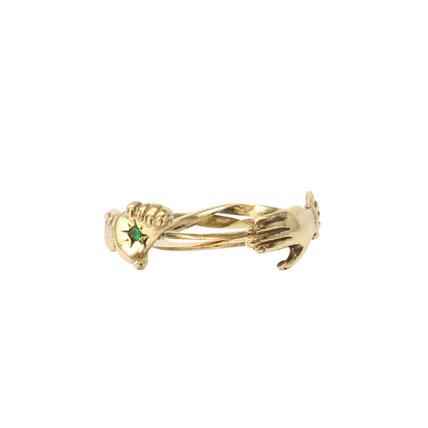 Fede Ring 9k Yellow Gold with Emerald