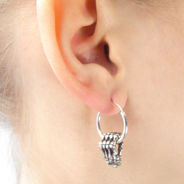 Skeleton Hands Hoop Earrings
