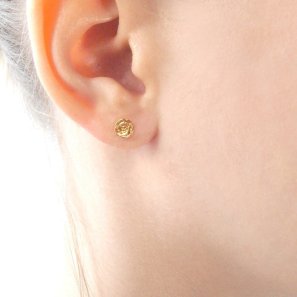 Baby Skull in Rose Earrings
