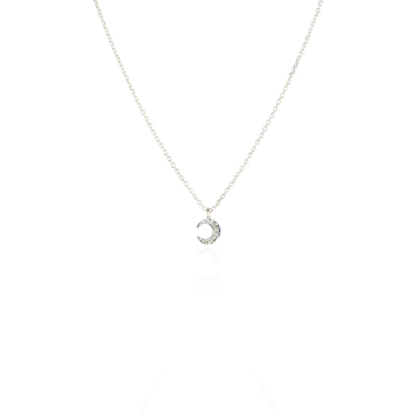 Micro crescent moon necklace