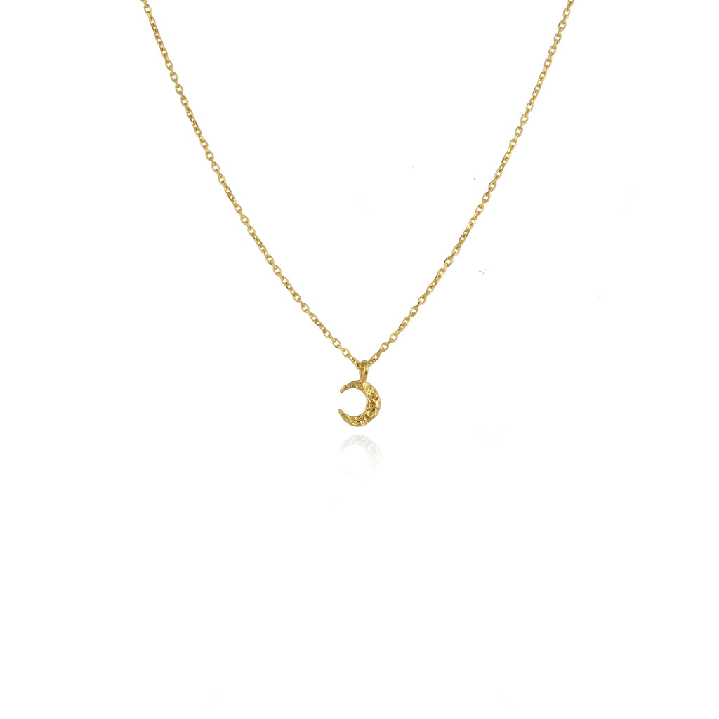 Micro crescent moon necklace 9k gold
