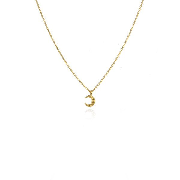 Micro crescent moon necklace 9k gold