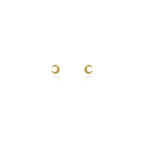 Micro crescent moon stud earrings 9k gold