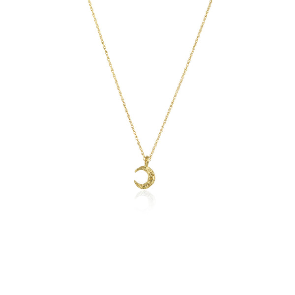 Micro crescent moon necklace 9k gold