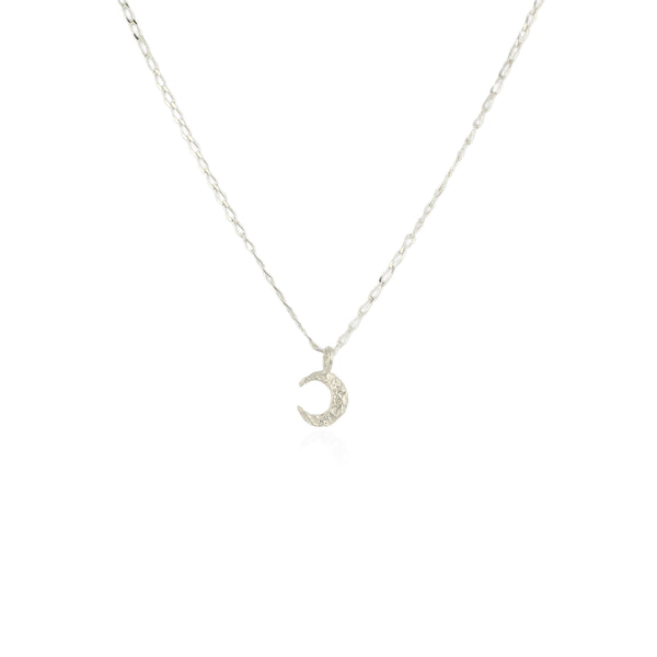 Micro crescent moon necklace silver