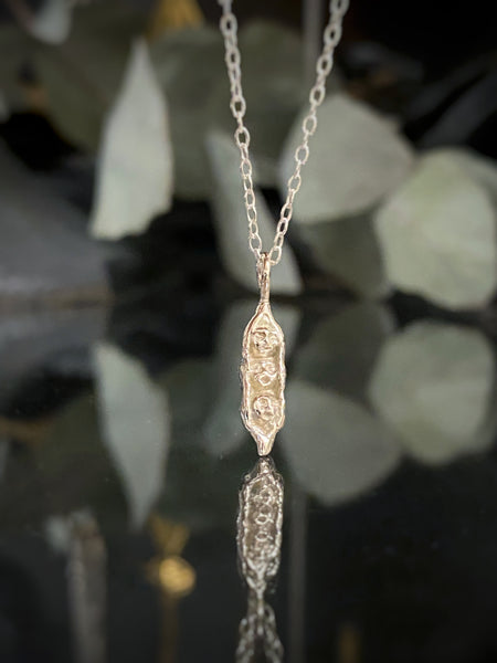 pea pod silver necklace charm