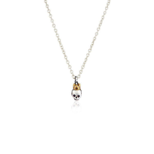 Queen Skull Pendant Silver & Gold Crown