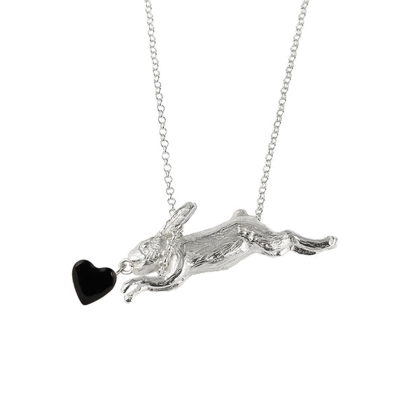 Rabbit chasing heart necklace