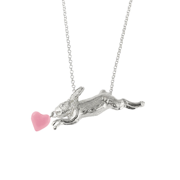 Rabbit chasing heart necklace