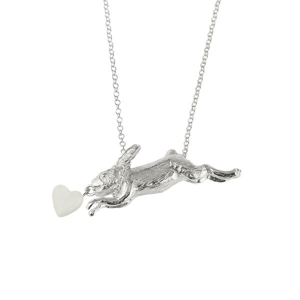 Rabbit chasing heart necklace