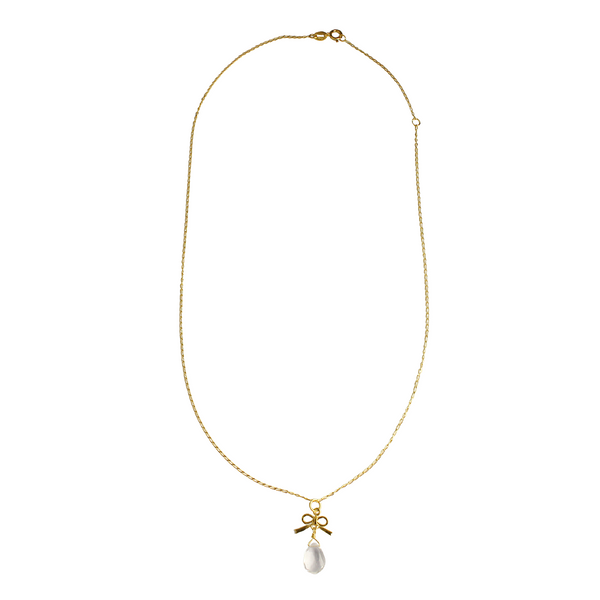 Tiny bow necklace with Rock crystal