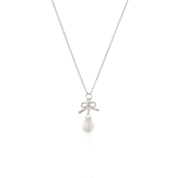 Tiny bow necklace with Rock crystal