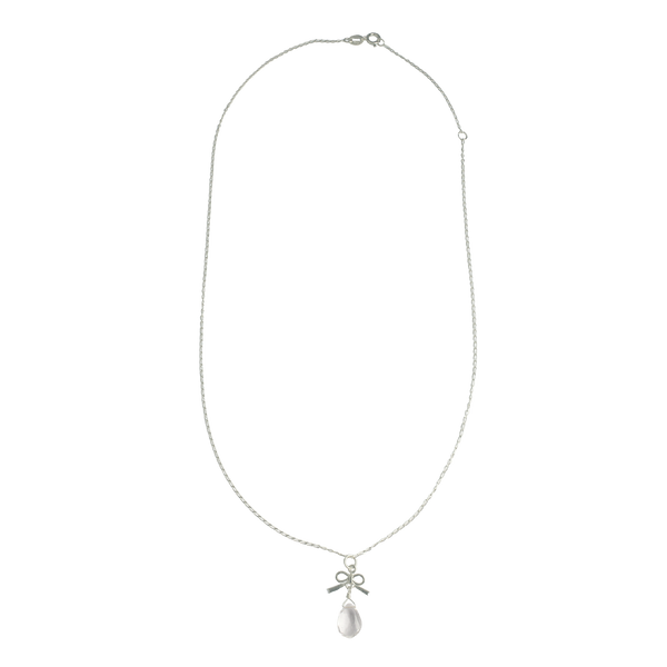 Tiny bow necklace with Rock crystal