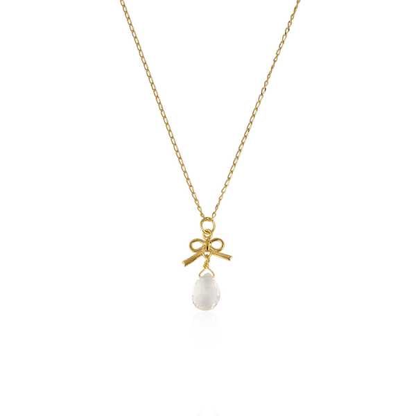 Tiny bow necklace with Rock crystal