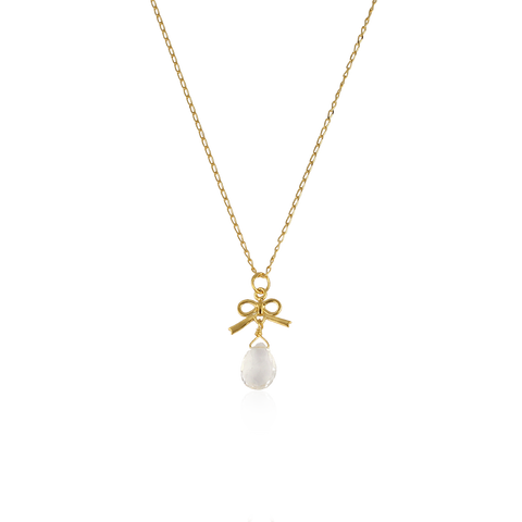 Tiny bow necklace with Rock crystal