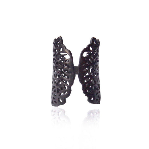 Black Coral Ring Silver Product Shot Main