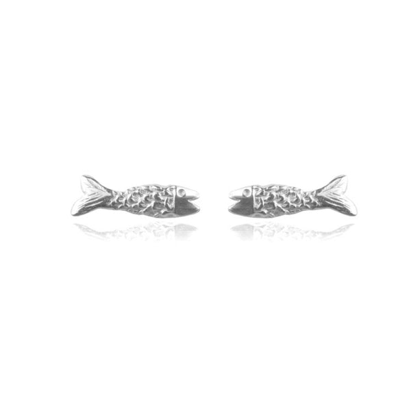 Micro Fish Earrings Silver Product Shot