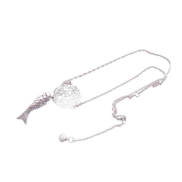 MOMOCREATURA Baby Mermaid and Coral Necklace Silver Product Shot Sub
