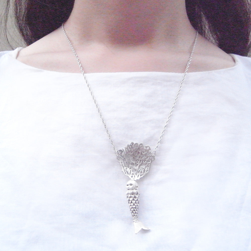 Silver and 2024 coral necklace