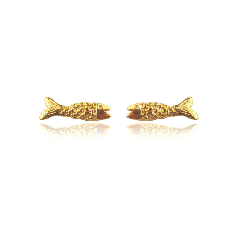 Micro Fish Earrings Gold Product Shot