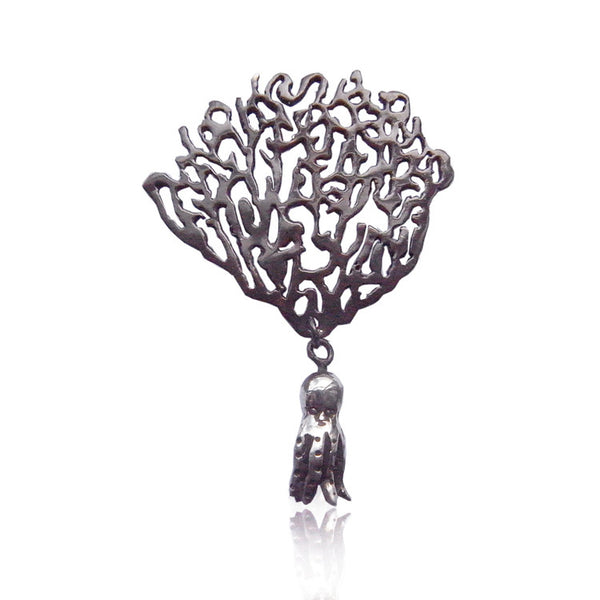 MOMOCREATURA Black Coral & Octopus Single Earring Silver Product Shot Main