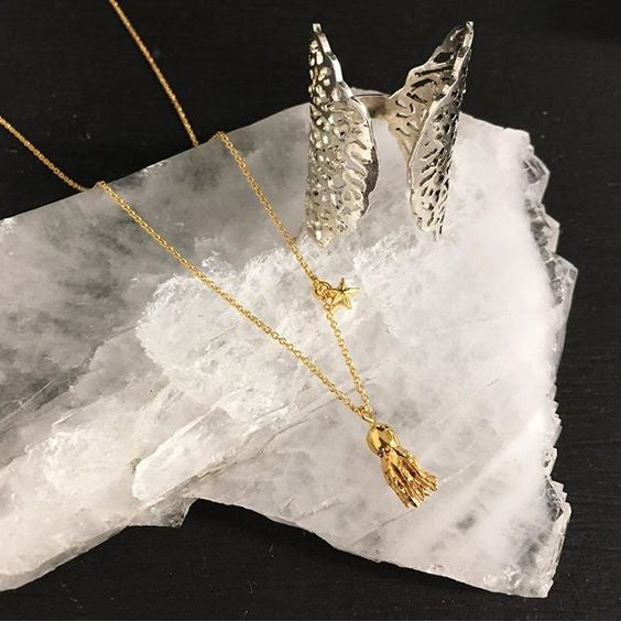 Octopus and Tiny Star Necklace