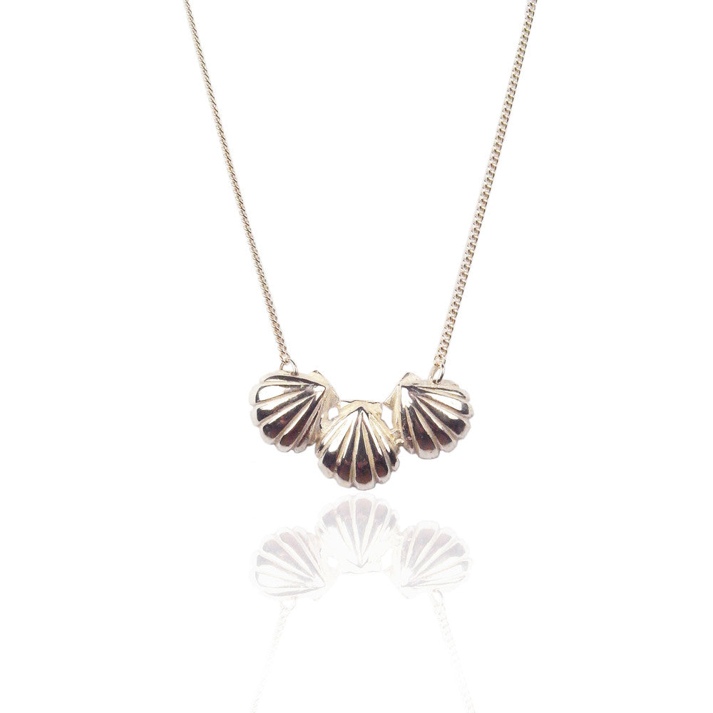 Triple Shell Necklace Silver Product Shot Main