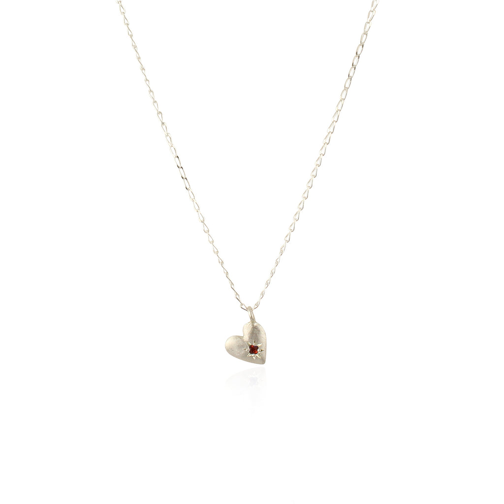 Double heart birthstone necklace silver
