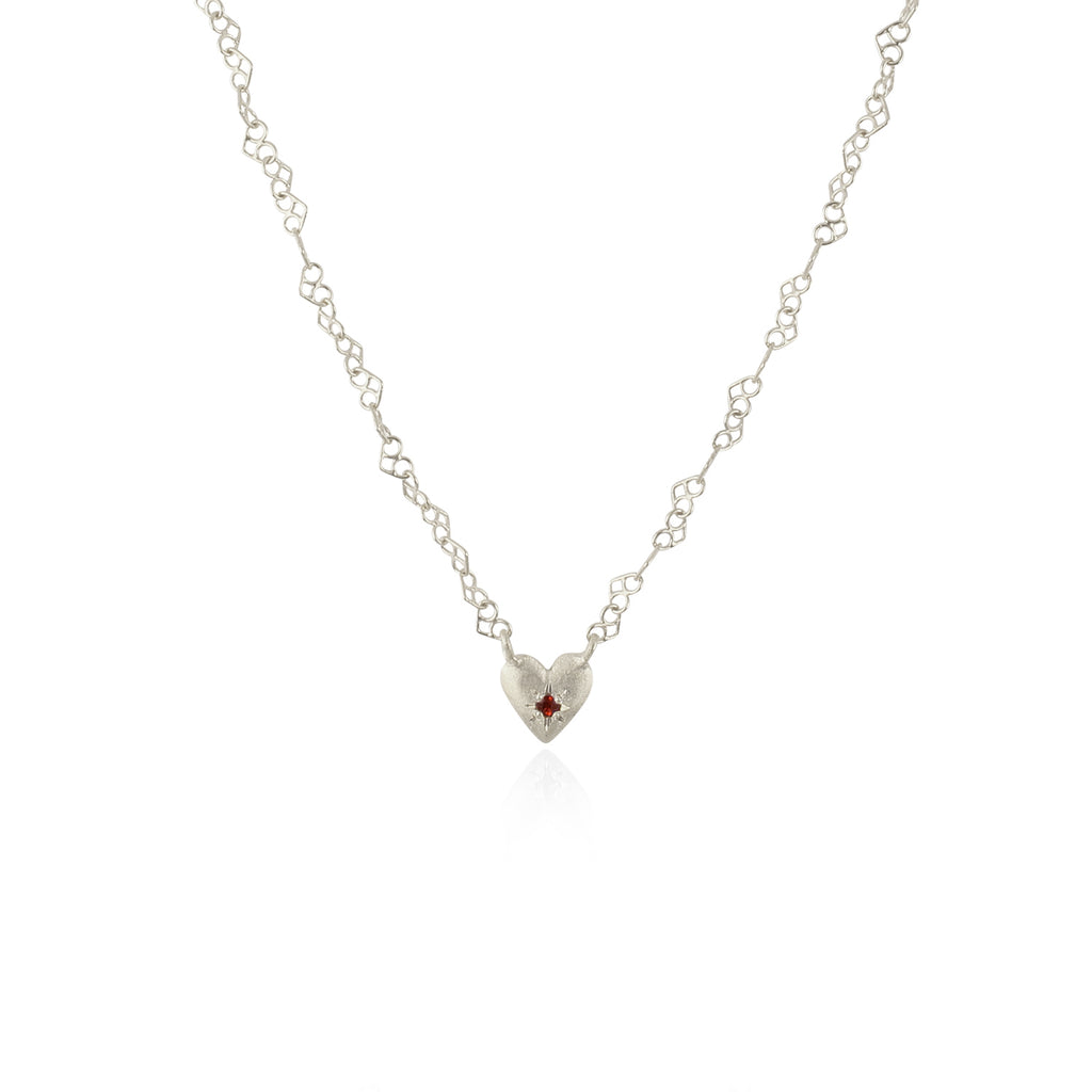 Full of heart birthstone necklace silver