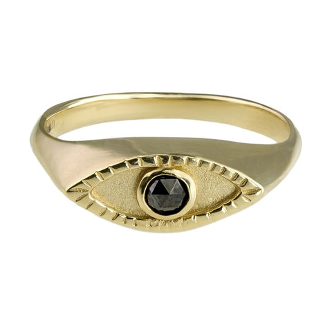 Eye signet ring - Black Diamond (rose cut)