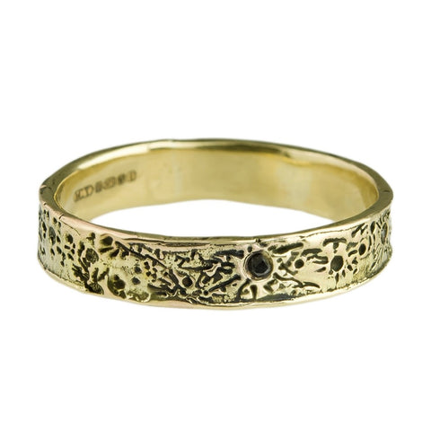 Moon crater ring 4mm 9k gold