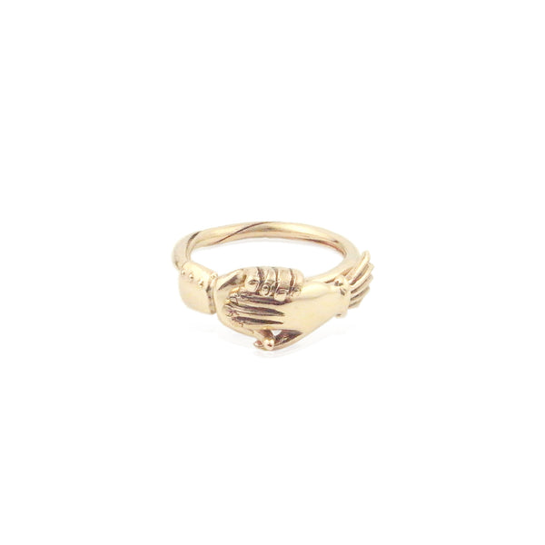 Fede Ring Star Set Round Faceted Stone 9k Yellow Gold