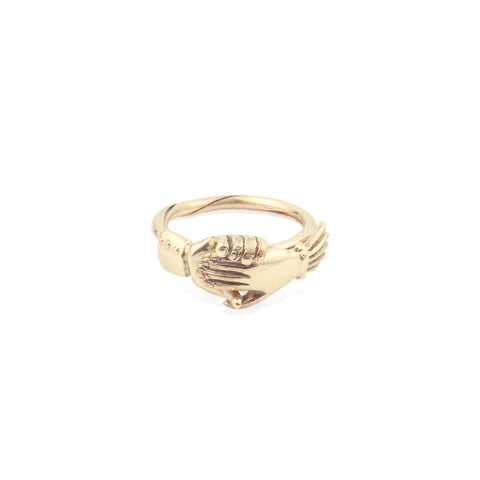 Fede Ring Star Set Round Faceted Stone 9k Yellow Gold