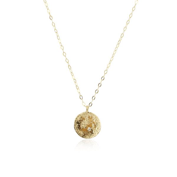 Moon disc necklace 9ct gold