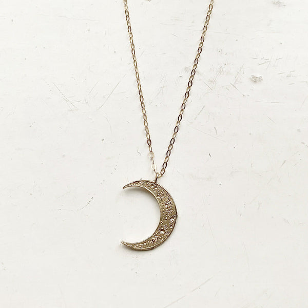 Crescent moon necklace 9k gold
