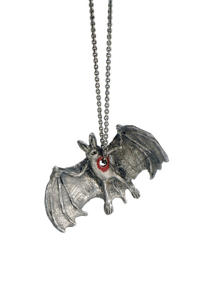 Hole in Heart Bat Necklace Silver Product Shot