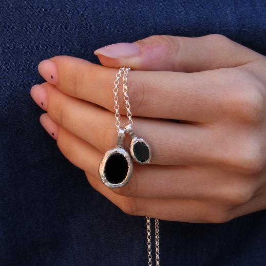 Rustic onyx double necklace