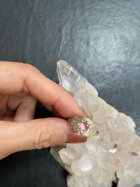 Pink sapphire and opal 9ct gold ring