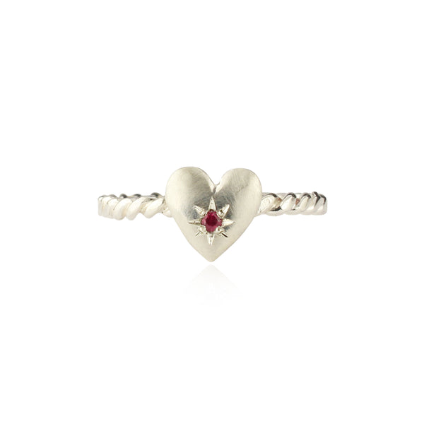 Matte heart ring silver