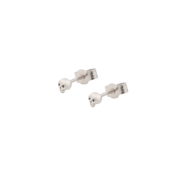 Micro Skull Stud Earrings Silver