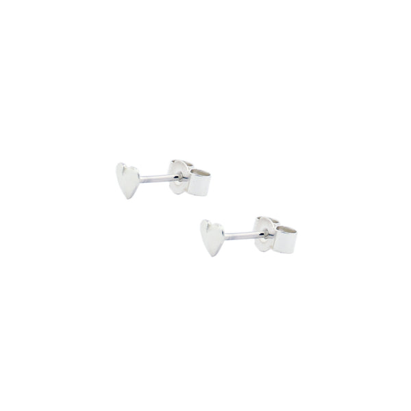 Tiny Heart Stud Earrings Silver
