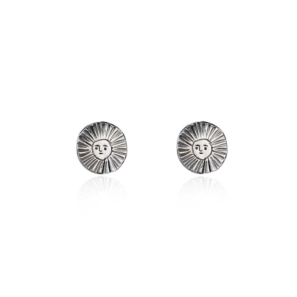 Sun disc earrings silver