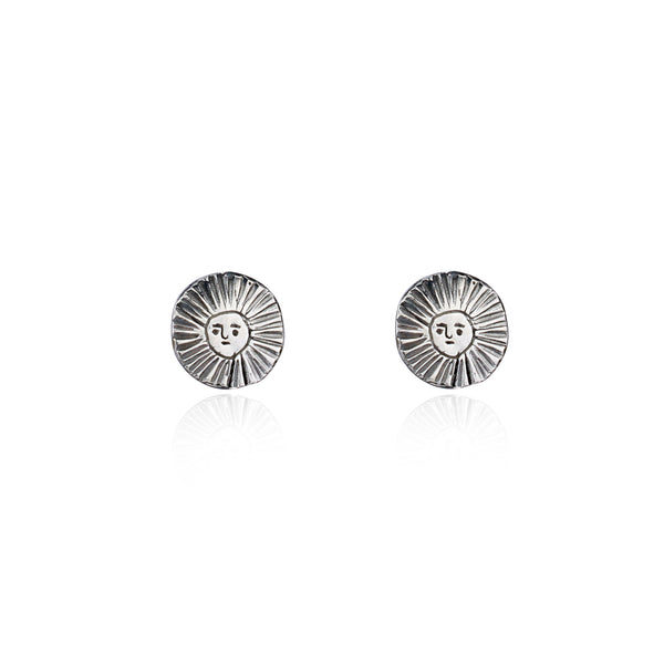 Sun disc earrings silver