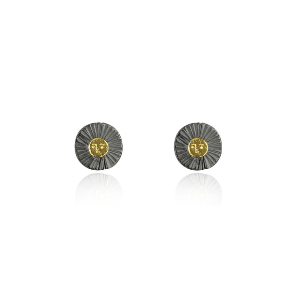 Sun disc earrings gold x black