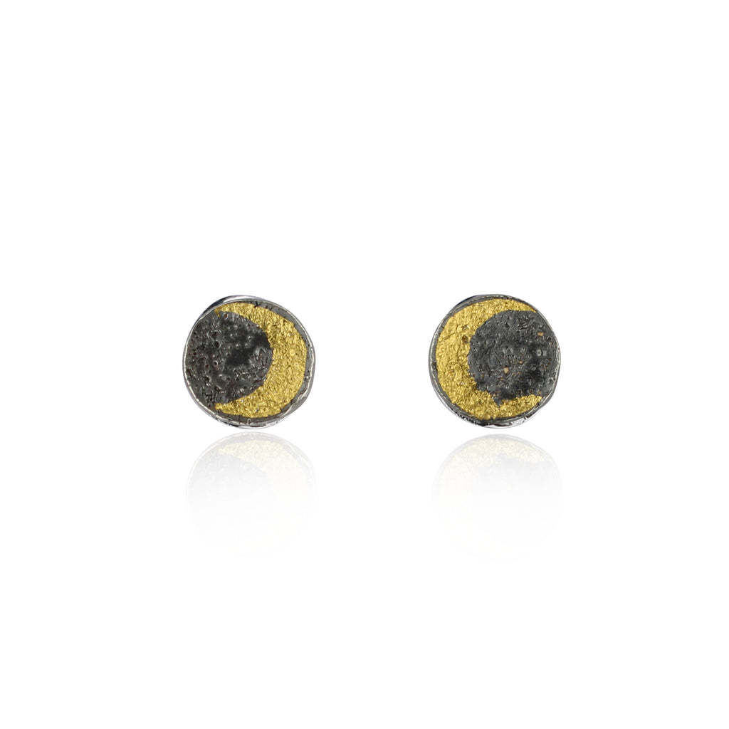 Moon disc earrings gold x black