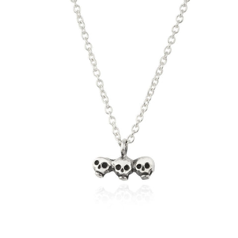 Skull Brothers + Axe Necklace Silver