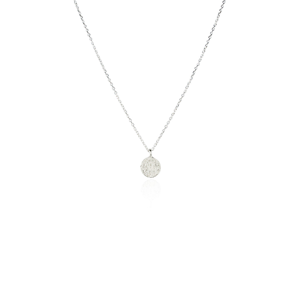 Mini moon disc necklace silver